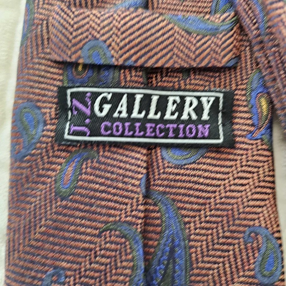 JZ Gallery Classic Burnt‎ Orange and Blue Paisley Tie